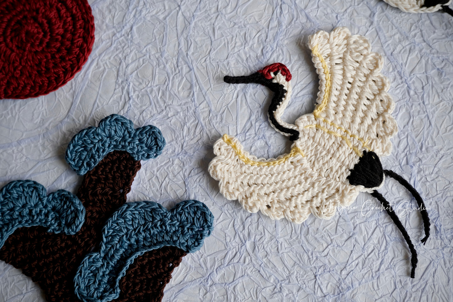 Crochet gift|Gift for Dad/grandpa |Pine and cranes, longevity|MADE TO ORDER