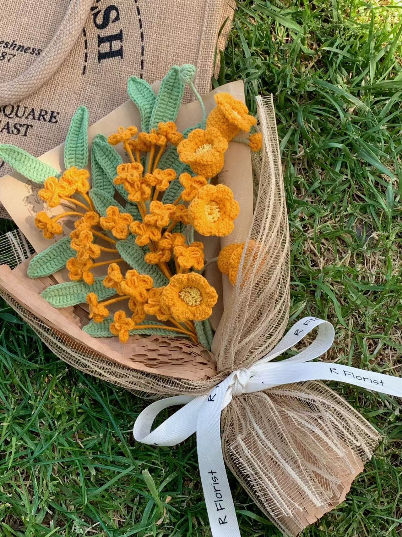 Meetjane bouquet| Melbourne handmade crochet flower |Golden Autumn Bloom Duo|MELBOURNE ONLY