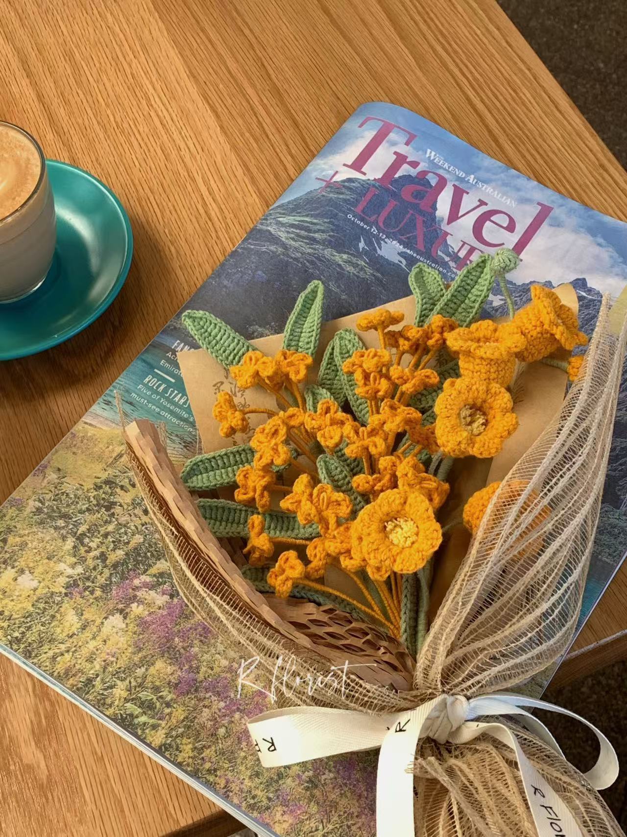 Meetjane bouquet| Melbourne handmade crochet flower |Golden Autumn Bloom Duo|MELBOURNE ONLY