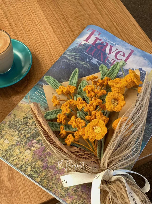 Meetjane bouquet| Melbourne handmade crochet flower |Golden Autumn Bloom Duo|MELBOURNE ONLY