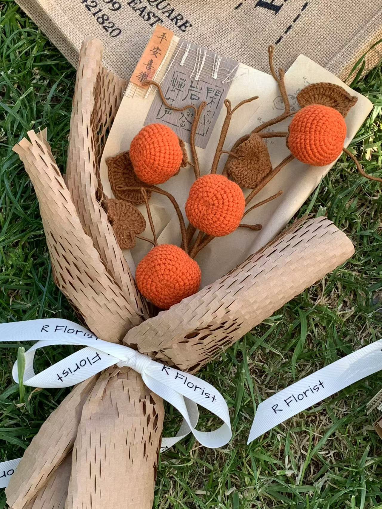 Meetjane bouquet| Melbourne handmade crochet flower |Autumn Wishes Crochet Persimmon|MELBOURNE ONLY