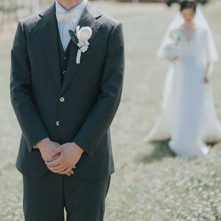 Crochet Wedding|Melbourne handmade |Wedding bouquet|Groom buttonhole