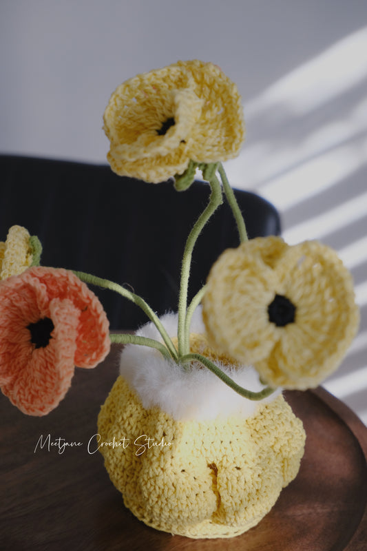 Meetjane bouquet| Melbourne handmade crochet flower |Papaver rhoeas|Poppy|Winter edition