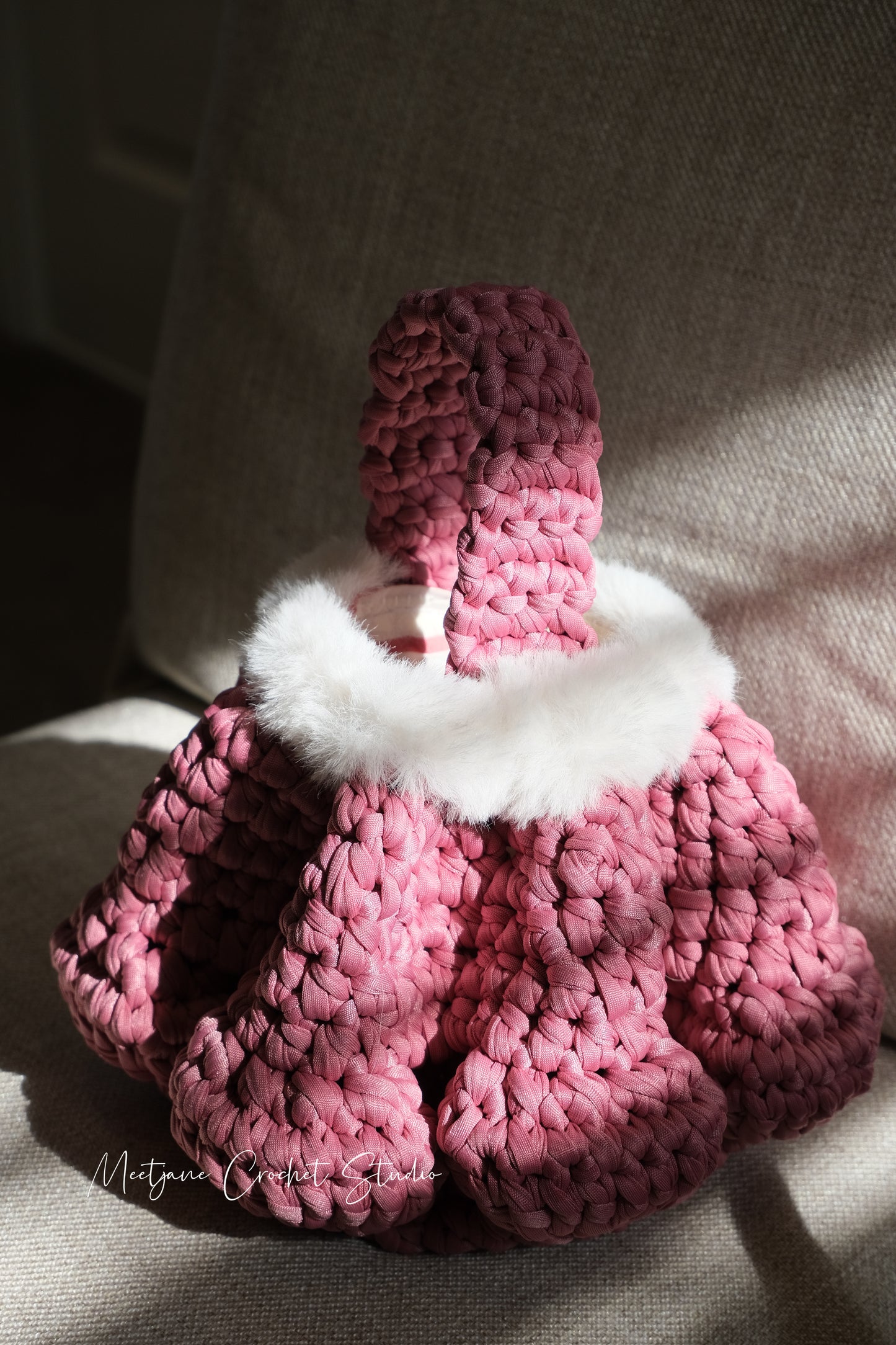 2024 Winter edition|crocheted handbag|Mushroom bag|gift for her|Pink lover