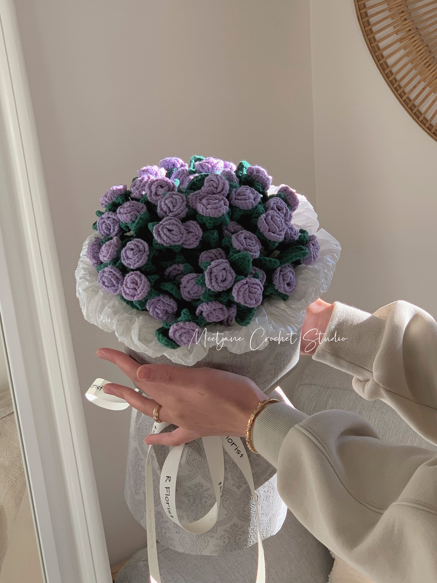 Meetjane bouquet| Melbourne handmade crochet flower |bouquet|Spray rose|purple|MELBOURNE ONLY