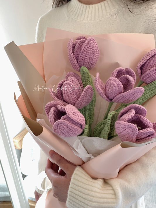 Meetjane bouquet| Melbourne handmade crochet flower |bouquet|white/purple|TULIP|MELBOURNE ONLY