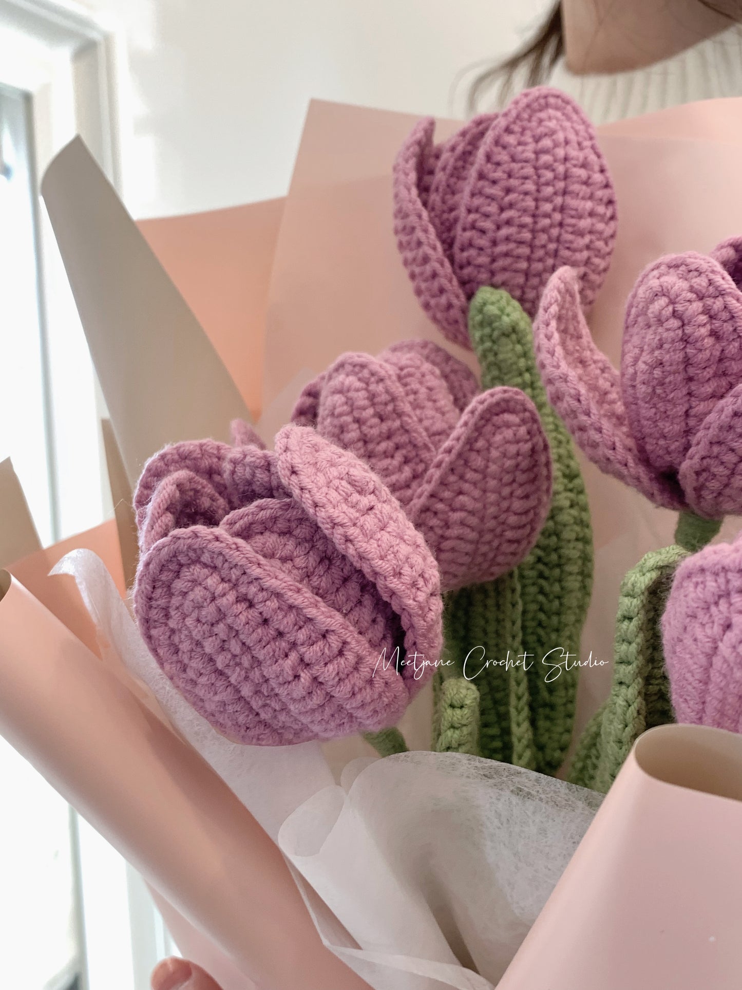 Meetjane bouquet| Melbourne handmade crochet flower |bouquet|white/purple|TULIP|MELBOURNE ONLY