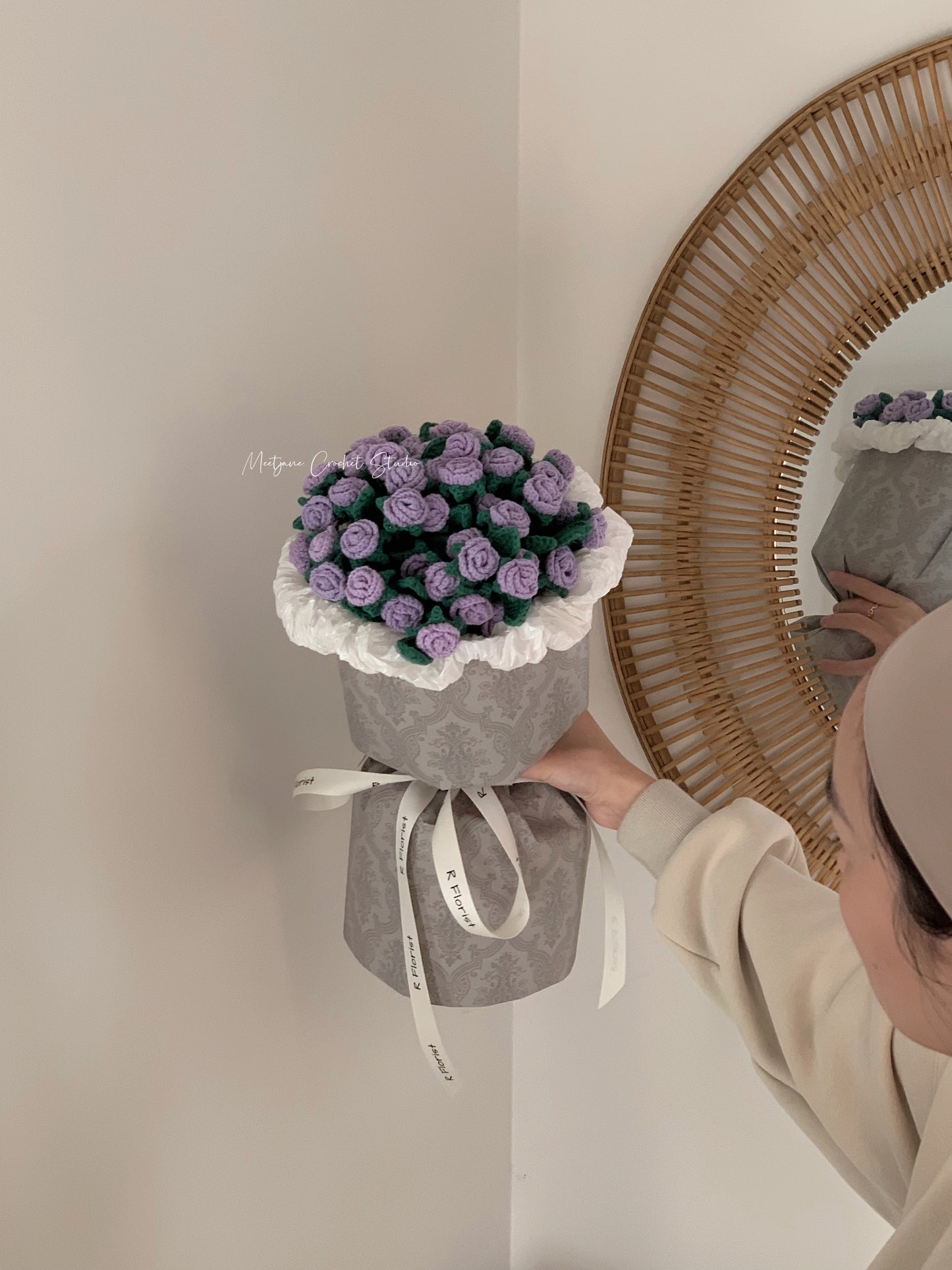 Meetjane bouquet| Melbourne handmade crochet flower |bouquet|Spray rose|purple|MELBOURNE ONLY