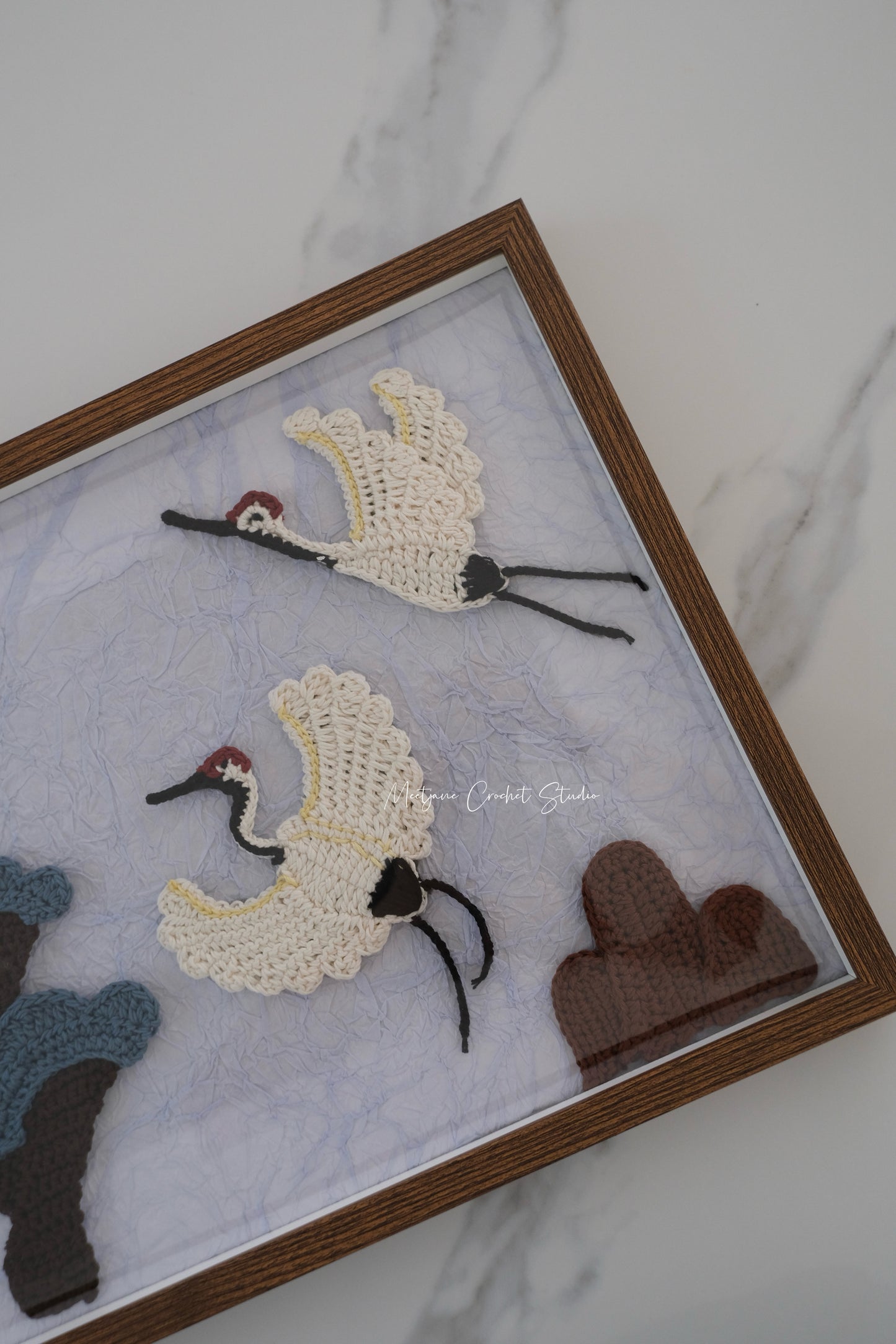 Crochet gift|Gift for Dad/grandpa |Pine and cranes, longevity|MADE TO ORDER