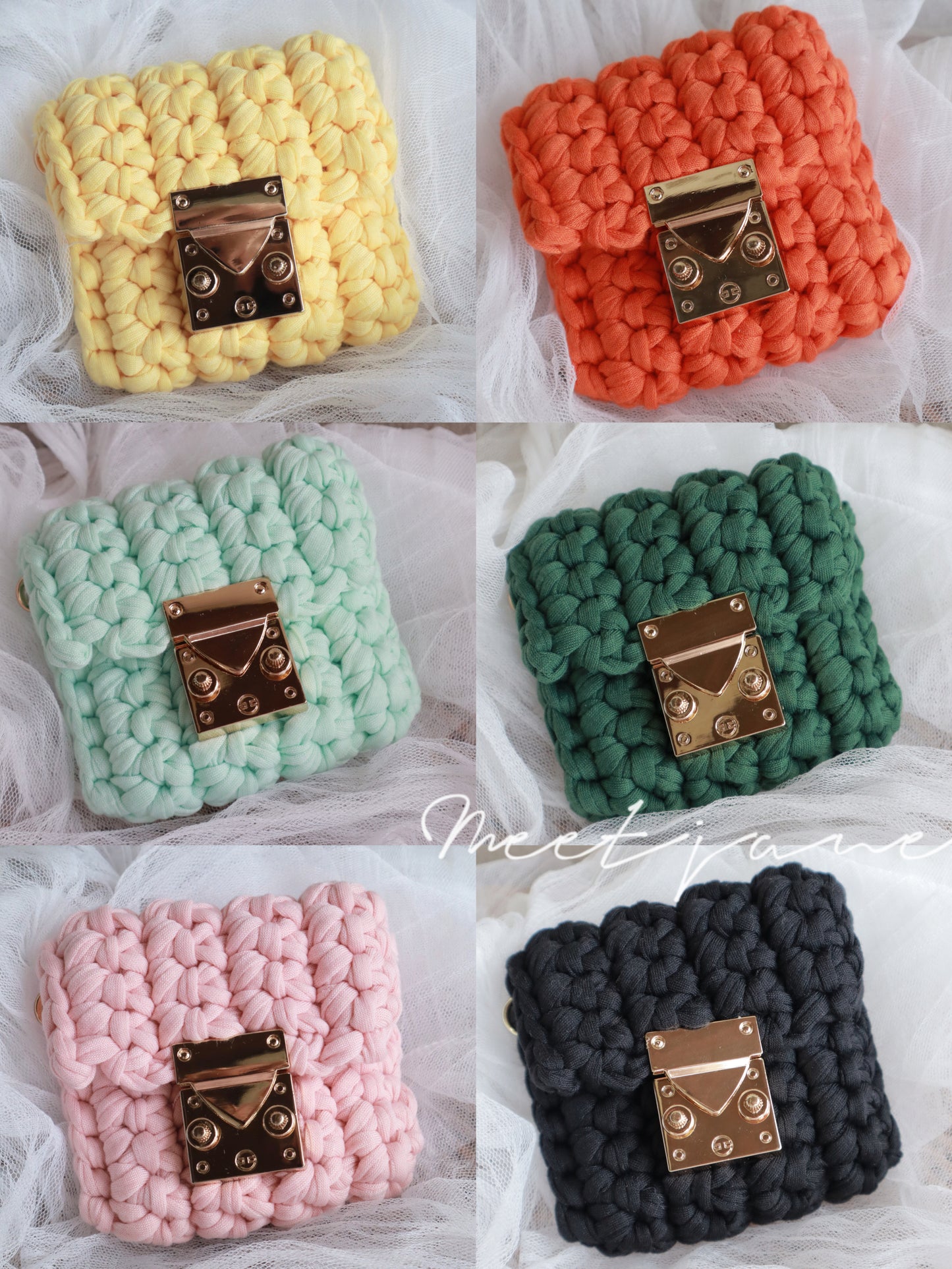 Crochet Accessories| Melbourne |cotton T-shirt yarn cross body bag|6 colours