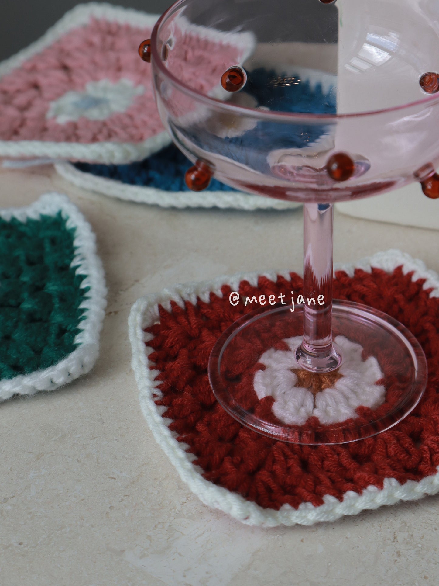 hand crocheted granny square coasters|granny square coasters|vintage coasters|gifts