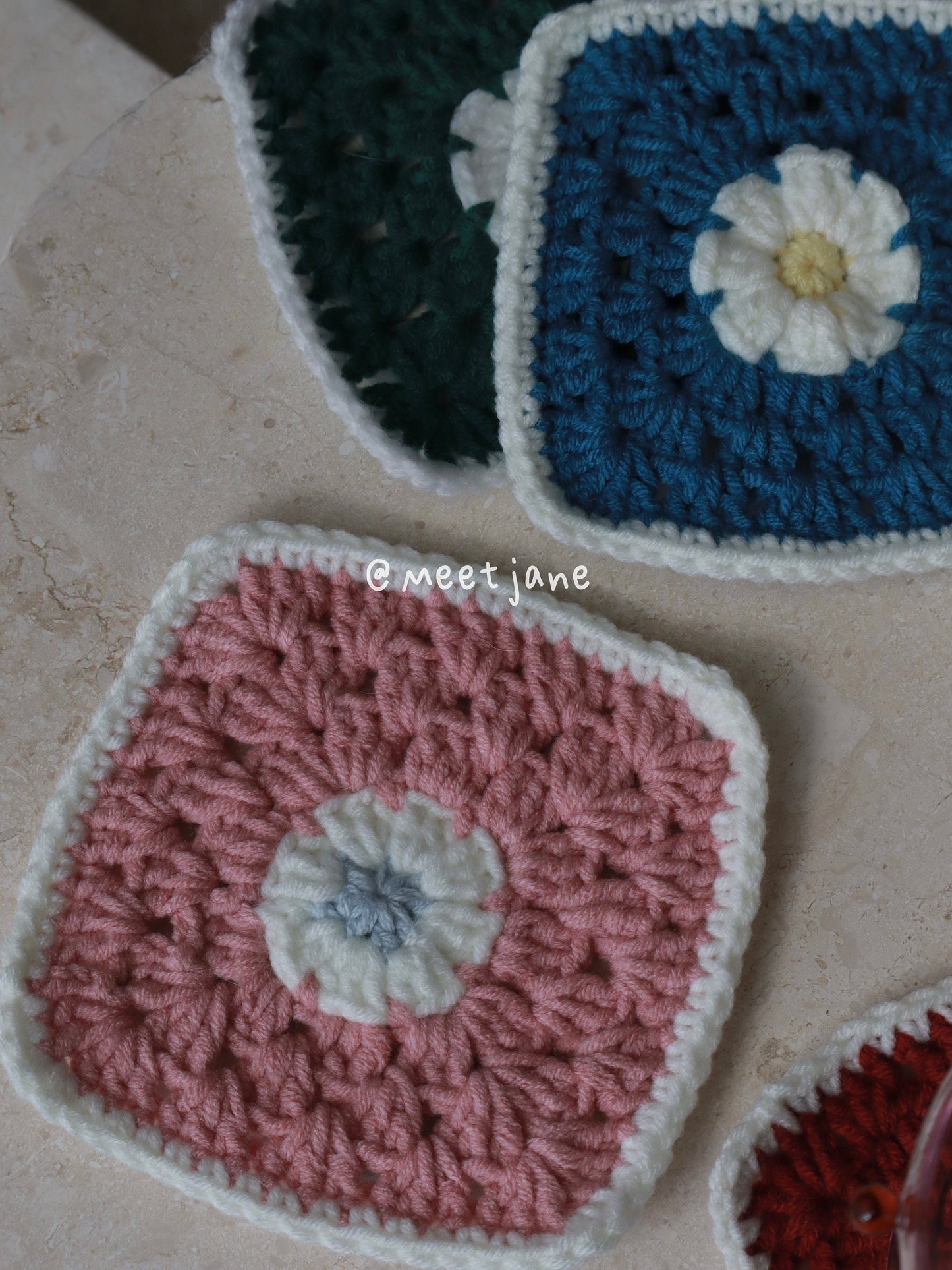 hand crocheted granny square coasters|granny square coasters|vintage coasters|gifts